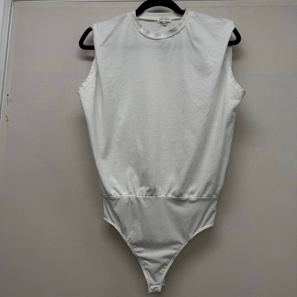 Women's Ambitionist White Sleeveless Cotton Bodysuit S